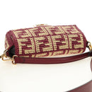 FENDI Zucca Canvas Mamma Baguette Bag Raffia 2way Beige Gold Auth am11981SM-6