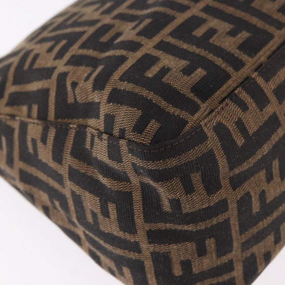 FENDI Zucca Canvas Mamma Baguette Shoulder Bag Black Brown Auth am11982V