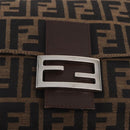 FENDI Zucca Canvas Mamma Baguette Shoulder Bag Black Brown Auth am11982V-18