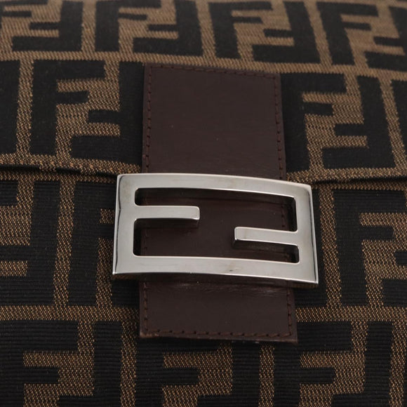 FENDI Zucca Canvas Mamma Baguette Shoulder Bag Black Brown Auth am11982V