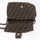 FENDI Zucca Canvas Mamma Baguette Shoulder Bag Black Brown Auth am11982V-19