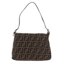 FENDI Zucca Canvas Mamma Baguette Shoulder Bag Black Brown Auth am11982V-2