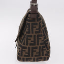 FENDI Zucca Canvas Mamma Baguette Shoulder Bag Black Brown Auth am11982V-3
