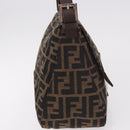 FENDI Zucca Canvas Mamma Baguette Shoulder Bag Black Brown Auth am11982V-4