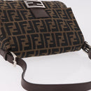 FENDI Zucca Canvas Mamma Baguette Shoulder Bag Black Brown Auth am11982V-6