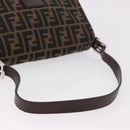 FENDI Zucca Canvas Mamma Baguette Shoulder Bag Black Brown Auth am11982V-7