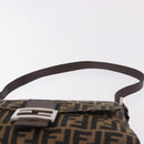 FENDI Zucca Canvas Mamma Baguette Shoulder Bag Black Brown Auth am11982V-8