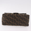 FENDI Zucca Canvas Mamma Baguette Shoulder Bag Black Brown Auth am11982V-5