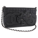 CHANEL Camellia No. 5 Accessories Chain Bag Lamb Skin Black CC Auth am11985M-1