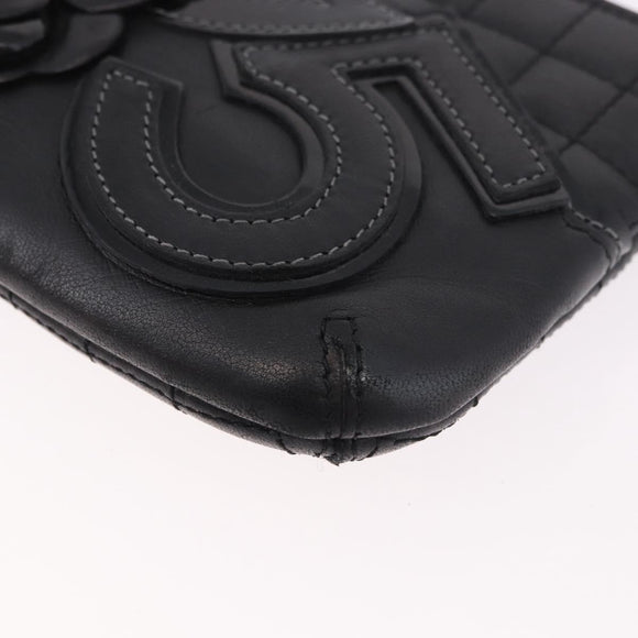 CHANEL Camellia No. 5 Accessories Chain Bag Lamb Skin Black CC Auth am11985M