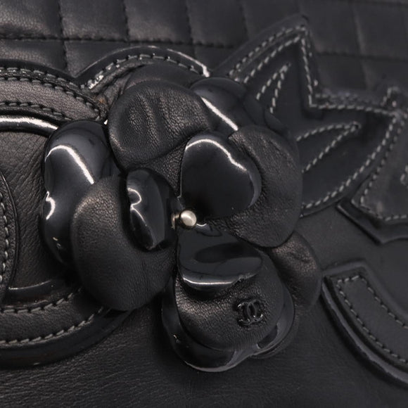 CHANEL Camellia No. 5 Accessories Chain Bag Lamb Skin Black CC Auth am11985M