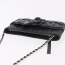 CHANEL Camellia No. 5 Accessories Chain Bag Lamb Skin Black CC Auth am11985M-6