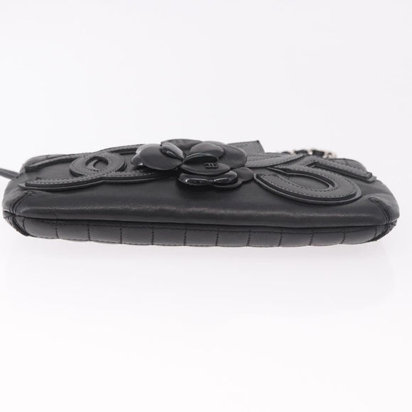 CHANEL Camellia No. 5 Accessories Chain Bag Lamb Skin Black CC Auth am11985M