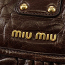 Miu Miu Ready Lock Shoulder Hand Bag Leather 2way Brown Gold Auth am11986V-21