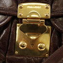 Miu Miu Ready Lock Shoulder Hand Bag Leather 2way Brown Gold Auth am11986V-22