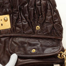 Miu Miu Ready Lock Shoulder Hand Bag Leather 2way Brown Gold Auth am11986V-24