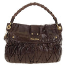 Miu Miu Ready Lock Shoulder Hand Bag Leather 2way Brown Gold Auth am11986V-2