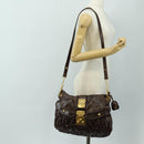 Miu Miu Ready Lock Shoulder Hand Bag Leather 2way Brown Gold Auth am11986V-31