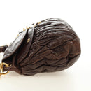 Miu Miu Ready Lock Shoulder Hand Bag Leather 2way Brown Gold Auth am11986V-3