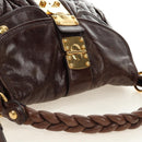 Miu Miu Ready Lock Shoulder Hand Bag Leather 2way Brown Gold Auth am11986V-14