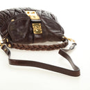 Miu Miu Ready Lock Shoulder Hand Bag Leather 2way Brown Gold Auth am11986V-7