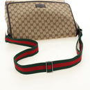 GUCCI GG Canvas Web Sherry Line Shoulder Bag Beige Silver 23302 Auth am11988V-20