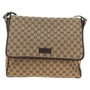 GUCCI GG Canvas Web Sherry Line Shoulder Bag Beige Silver 23302 Auth am11988V-13