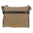 GUCCI GG Canvas Web Sherry Line Shoulder Bag Beige Silver 23302 Auth am11988V-2