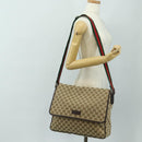 GUCCI GG Canvas Web Sherry Line Shoulder Bag Beige Silver 23302 Auth am11988V-35