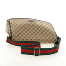 GUCCI GG Canvas Web Sherry Line Shoulder Bag Beige Silver 23302 Auth am11988V-7