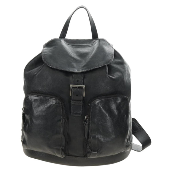 PRADA Backpack Leather Black VZ0053 Auth am11989V