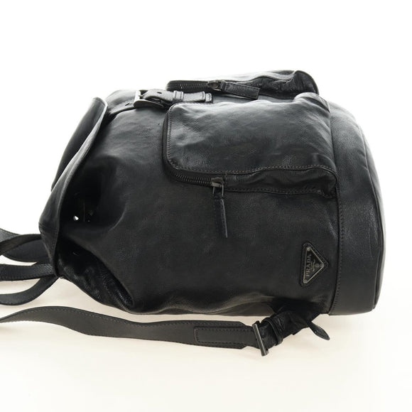 PRADA Backpack Leather Black VZ0053 Auth am11989V
