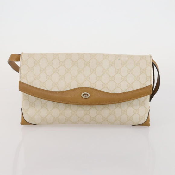 GUCCI GG Supreme Web Sherry Line Bag PVC Canvas 2 Set Beige White Auth am11992