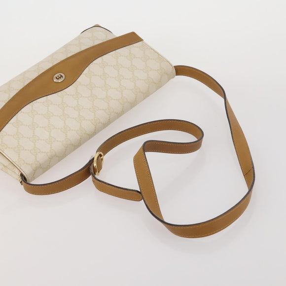 GUCCI GG Supreme Web Sherry Line Bag PVC Canvas 2 Set Beige White Auth am11992