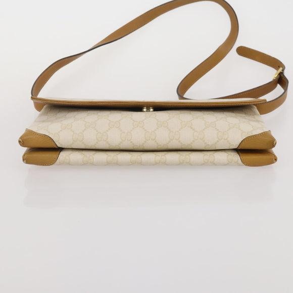 GUCCI GG Supreme Web Sherry Line Bag PVC Canvas 2 Set Beige White Auth am11992