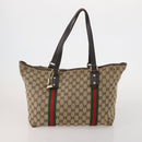GUCCI GG Supreme Web Sherry Line Bag PVC Canvas 2 Set Beige White Auth am11992-2