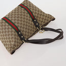 GUCCI GG Supreme Web Sherry Line Bag PVC Canvas 2 Set Beige White Auth am11992-5
