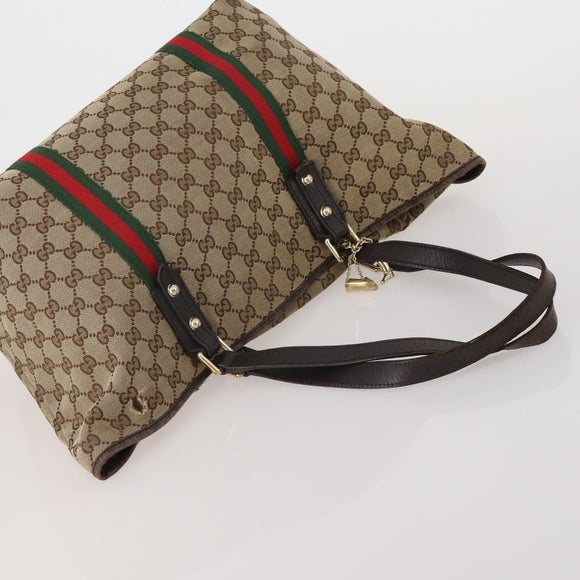 GUCCI GG Supreme Web Sherry Line Bag PVC Canvas 2 Set Beige White Auth am11992