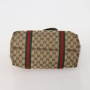 GUCCI GG Supreme Web Sherry Line Bag PVC Canvas 2 Set Beige White Auth am11992-7