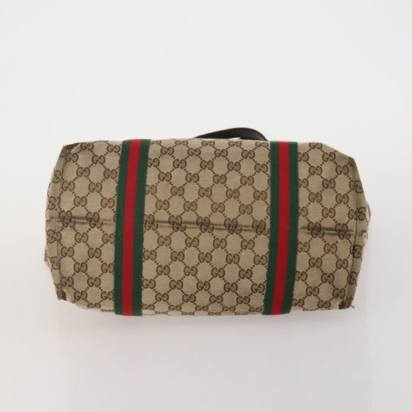 GUCCI GG Supreme Web Sherry Line Bag PVC Canvas 2 Set Beige White Auth am11992