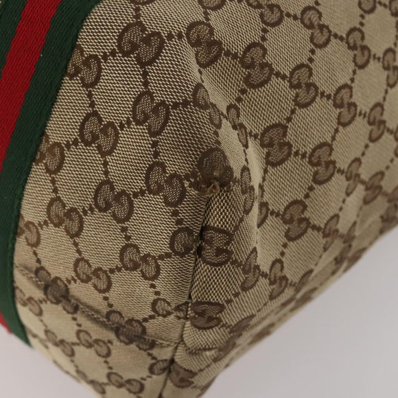 GUCCI GG Supreme Web Sherry Line Bag PVC Canvas 2 Set Beige White Auth am11992