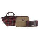 Burberrys Burberry Nova Check Blue Label Bag Nylon 3 Set Brown Red Auth am11993-1