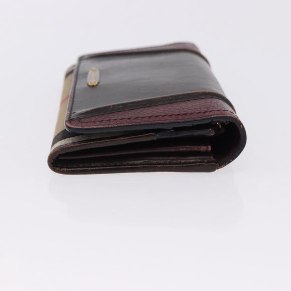 Burberrys Burberry Nova Check Blue Label Bag Nylon 3 Set Brown Red Auth am11993