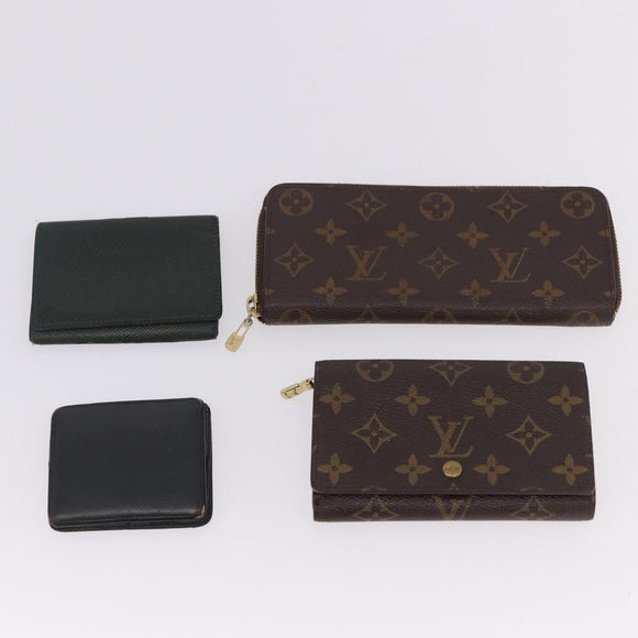 LOUIS VUITTON Monogram Taiga Damier Ebene Wallet 7 Set Black Green Auth am11994