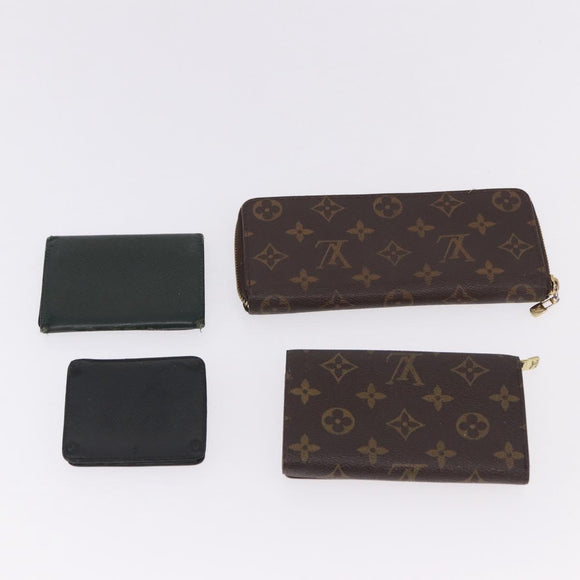 LOUIS VUITTON Monogram Taiga Damier Ebene Wallet 7 Set Black Green Auth am11994
