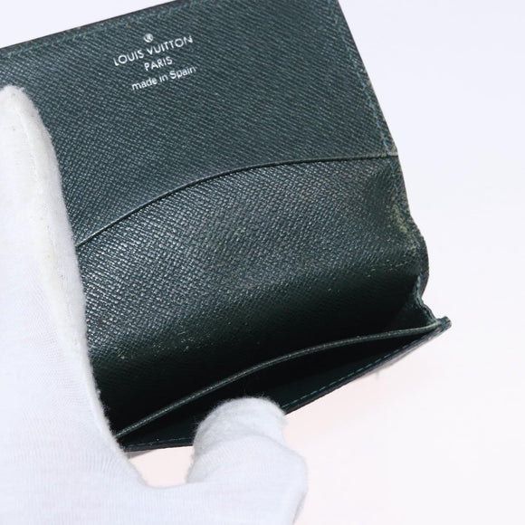 LOUIS VUITTON Monogram Taiga Damier Ebene Wallet 7 Set Black Green Auth am11994