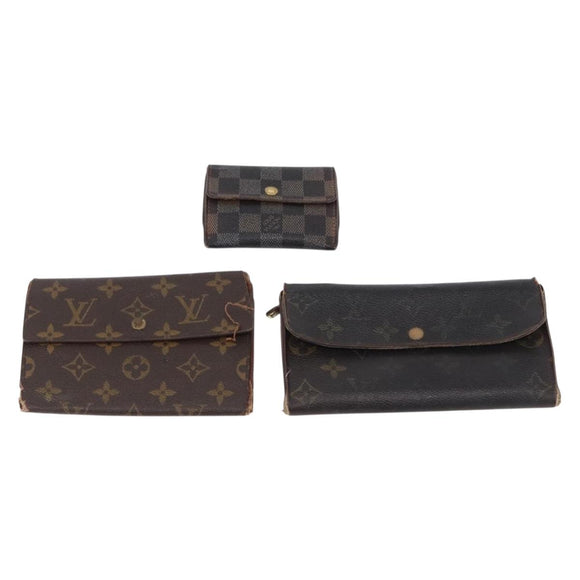 LOUIS VUITTON Monogram Taiga Damier Ebene Wallet 7 Set Black Green Auth am11994