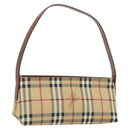 BURBERRY Nova Check Hand Bag PVC Beige Gold Auth am11995V-1