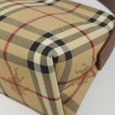 BURBERRY Nova Check Hand Bag PVC Beige Gold Auth am11995V-10