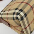 BURBERRY Nova Check Hand Bag PVC Beige Gold Auth am11995V-11